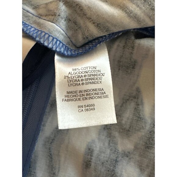 Anne Klein Dress Navy Sheath Cotton Stretch Square Neck Blue Abstract Print 12 - Picture 6 of 6